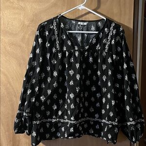 Maurices Black and White Floral Blouse